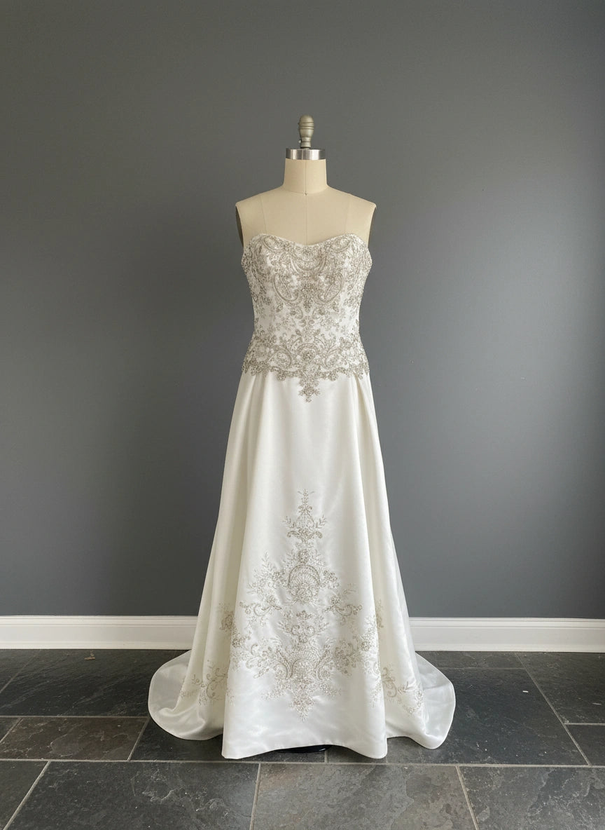BEADED AND EMBROIDERED STRAPLESS BALLGOWN