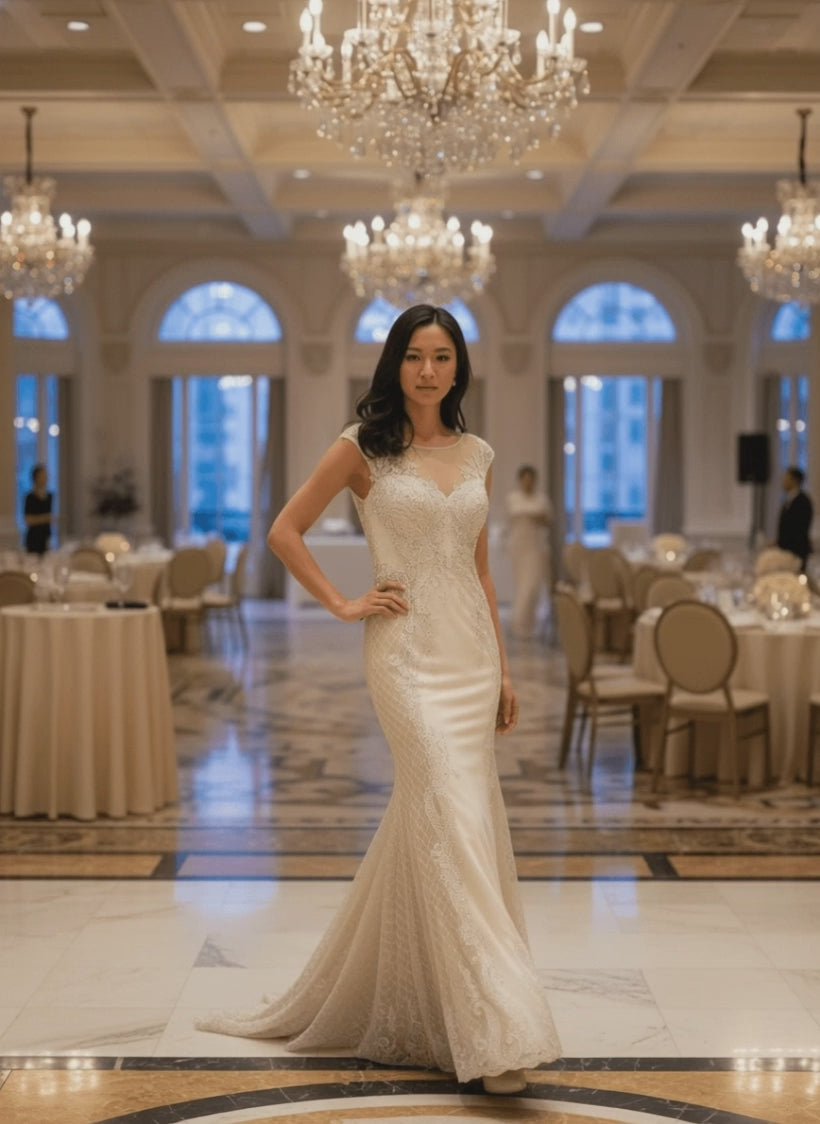 EMBROIDERED COLUMN WITH ILLUSION NK